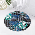Round Area Rug 6ft - Abstract Palm Leaf Pattern, Non-Slip Machine Washable Low Pile Carpet for Bathroom, Living Room, Bedroom, Entryway, Durable Indoor Floor Mat