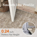 HUGEAR Washable Hallway 2x6 Runner Rugs Retro Brown Vintage Distressed Non Slip Stain Resistant Low Pile Neutral Throw Carpet for Bedside Kitchen Entryway Home Decor