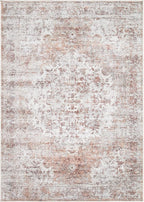 Bloom Rugs Washable Non-Slip 4' x 6' Rug - Ivory/Blush Traditional Area Rug for Living Room, Bedroom, Dining Room, and Kitchen - Exact Size: 4' x 6'