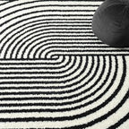 Abani Nuevo Collection Area Rug - Mid-Century Black and White Arch Knot Design - 2'6" x 6' - for Living Room, Bedroom & Office