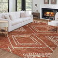 ReaLife Rugs Machine Washable Area Rug - Living Room Bedroom Bathroom Kitchen Entryway Office - Padded Low Pile Stain Resistant Premium - Moroccan Diamond Tribal - Jax - Orange 7'6" x 9'6"