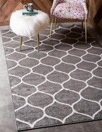 Rugs.com Lattice Frieze Collection Rug – 10' x 14' Dark Gray Medium Rug Perfect for Living Rooms, Large Dining Rooms, Open Floorplans