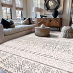 Rugshop Geometric Boho Area Rug – Gray Tribal Pattern, Perfect for Living Room, Bedroom, Dining Room, 6'6" x 9'