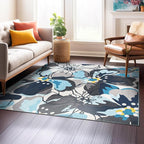 Rugshop Modern Large Floral Non-Slip (Non-Skid) Square for Living Room, Kitchen,Bedroom Area Rug 6'6" x 6'6" Gray