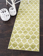 Rugs.com Lattice Collection Rug – 10 Ft Runner Light Green Medium Rug Perfect for Hallways, Entryways
