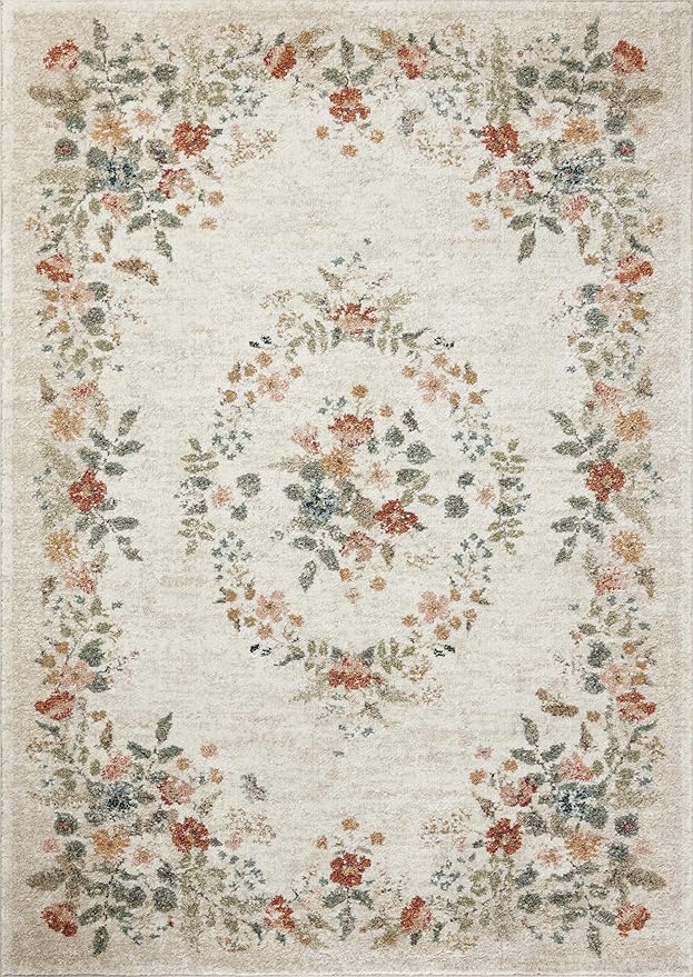 Loloi Rifle Paper Co. Laurel Collection LAU-01 Cream 2'-8" x 8' Runner Rug