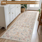 Bavni Runner Rug, Machine Washable Rugs for Bedroom 2x10, Non Slip Boho Rugs with Rubber Backing, Ultra-Thin Folable Rug Runner for Hallways Bathroom, Retro Multi