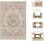 8x10 Area Rugs for Living Room Ultra-Soft Washable Rug Vintage Distressed Boho Area Rug, Non-Slip Low Pile Stain Resistant Carpet for Bedroom Dining Room Kitchen Office