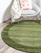 Rugs.com Angelica Collection Rug – 4 Ft Round Light Green Medium Rug Perfect for Kitchens, Dining Rooms