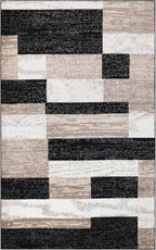 Superior Indoor Area Rug, Jute Backing, Plush Modern Rugs for Entryway, Kitchen Floors, Office Floor Cover, Color Block Rugs, Rockwood Collection, 8' x 10', Ivory/Beige