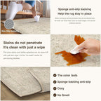 HUGEAR 5x7 Machine Washable Area Rugs Vintage Beige - Neutral Living Room Bedroom Rug Non Slip Stain Resistant Low Pile Aesthetic Throw Carpet Kids & Pet Friendly
