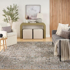 Nourison Home Astra Machine Washable Gold Grey 7'10" x 10' Area Rug - Easy Clean, Non Shedding, Bed Room, Living Room, Dining Room, Kitchen (8' x 10')