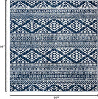 SAFAVIEH Tulum Collection Area Rug - 8' Square, Navy & Ivory, Moroccan Boho Tribal Design, Non-Shedding & Easy to Clean, Ideal for Living Room, Bedroom, Dining Space (TUL272N)