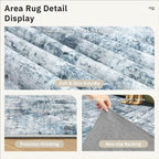 3x5 Rug, Small Area for Kitchen, Entryway, Machine Washable Non-Slip Throw Rug, Vintage Carpet for Nursery Coffee Table Blue
