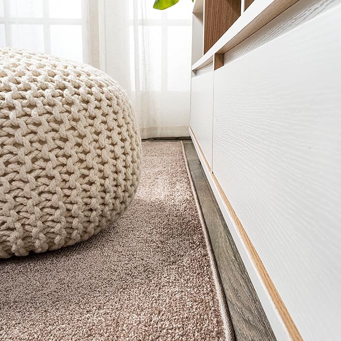 Eyely UES100J-5R Supersoft Haze Solid Low-Pile Indoor Area Rug Casual;Contemporary;Solid;Traditional, Bedroom, Kitchen, Living Room, Easy-Cleaning, Non-Shedding, 5' Round, Brown