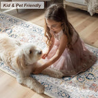 XWZO Runner Rug 2x6ft, Washable Hallway Runner with Non-Slip Backing, Vintage Spill Stain Resistant Floor Mat for Entryway Corridor Bedroom Kitchen, Soft Low-Pile Area Carpet, Colorful