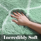 ONASAR Area Rugs for Bedroom Living Room, Washable 4x6 Fluffy Sage Green and White Throw Rug, Shaggy Geometric Floor Mat for Home Decor Aesthetic, Soft Plush Fuzzy Carpet for Nursery Kids Teen Dorm