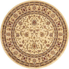 Unique Loom Voyage Collection Traditional Oriental Classic Area Rug (5' 0 x 5' 0 Round, Ivory/Gold)