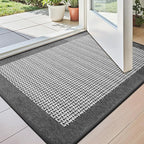 LUMI Inside Door Mat for Entry 20"x32", Absorbent, Dirt Trapper, Low Profile Thin, Non Slip Mats with Rubber Backing, Ideal for Indoor, High Traffic, Garage, Entrance, Classic Grey