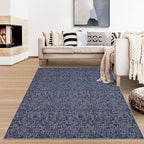 RUGSREAL Living Room Area Rug 9x12 Machine Washable Rug Non-Slip Stain Resistant Modern Abstract Large Rug Contemporary Accent Throw Floor Carpet for Dining Room Solid Area Rug for Home Office, Blue