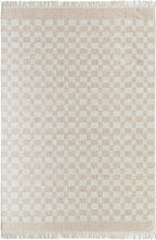 Mark&Day Wool Rugs, 4x6 Clinten Solid and Border Tan Checkered Rug, Tan Ivory Carpet for Living Room, Bedroom or Kitchen (3'6" x 5'6")