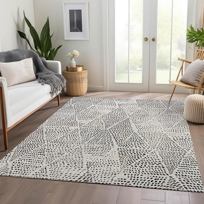 Addison Rugs Chantille ACN591 Ivory 5' x 7'6" Indoor Outdoor Area Rug, Easy Clean, Machine Washable, Non Shedding, Bedroom, Living Room, Dining Room, Kitchen, Patio Rug