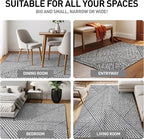 Rugshop Geometric Diamond Stripe Shag Area Rug White 5' x 7' Great for Bedrooms, Living Rooms, or Under Coffee Tables