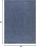Beverly Rug Indoor Outdoor Rug 5x7, Washable Outside Carpet for Patio, Deck, Porch, Solid Modern Area Rug, Water Resistant, Azure Blue