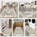 Enkor Runner Rugs for Hallway, 2x10 Washable Soft Non Slip Floor Rugs for Kitchen, Modern Mat for Living Room Bedroom Entryway Orange & Blue
