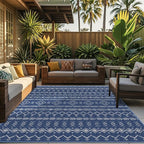 Indoor Outdoor Area Rug Washable Patio Rug Modern Moroccan Geometric Indoor Outdoor Carpet Rug Non Slip Non Shedding for Patio, Deck, Backyard, Porch (8x10)