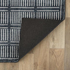 Rugshop Bohemian Stripe Lines Washable Non Slip Area Rug 3' x 5' Black