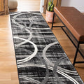 Rugshop Modern Wavy Circles Design Runner Rug, Fade-Resistant Carpet for Hallway, Entryway, or Kitchen, Black, 2' x 10'