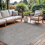 CAMILSON Outdoor Rug 6x9 Modern Area Rugs for Indoor and Outdoor Patios and Porches - Waterproof, Washable, Non-Shedding, Easy-to-Clean Outside Carpet (6 x 9, Solid - Silver Gray)