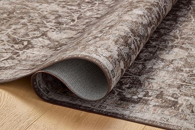 Loloi Amber Lewis Josie Collection JOS-02 Earth/Natural 3'-6" x 5'-6", .13" Pile Height, Low Profile, Machine Washable, Accent Rug