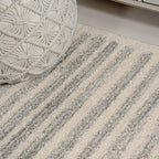 JONATHAN Y Khalil Modern Berber Stripe Cream/Gray Indoor Area Rug, 5x8, Contemporary, Bohemian, Easy-Cleaning for Living Room, Bedroom, Kitchen, Pet Friendly, Non-Shedding (MOH207C-5)