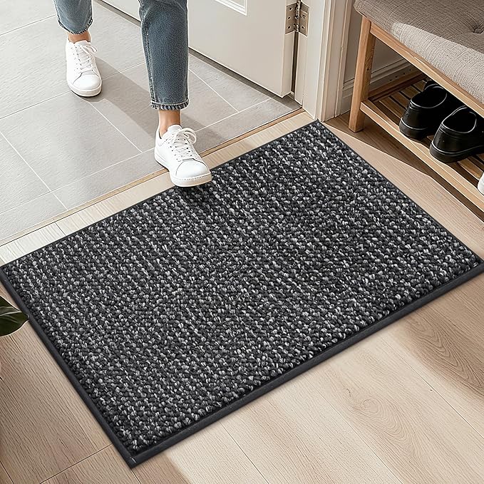 BEQHAUSE 20"x32" Entryway Rug Indoor Door Mat Non-Slip Washable, Hallway Rugs Absorbent & Stain Resist Hall Carpet Runner Rugs for Entryway, Front Door Floor Mats Laundry Room Rugs for Entry, Charcoal