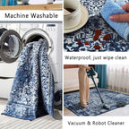 vivorug 4x6 Area Rugs, Stain Resistant Washable Rug for Living Room, Vintage-Inspired (Navy Blue, 4'x6')