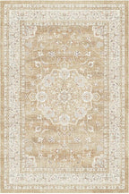 HUGEAR Entryway Machine Washable Area Rugs 2x3 Vintage Beige Brown Small Neutral Style Non Slip Stain Resistant Low Pile Throw Carpet for Hallway Kitchen Retro Aesthetic Modern Decor