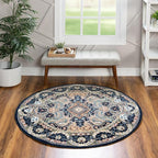 Unique Loom Narenj Collection Area Rug - Glasgow (5' 3" Round Navy Blue/Blue)
