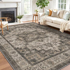 LUMI Washable Area Rug 8x12 for Living Room, Ultra Soft Stain Resistant Carpet with Non Slip Rubber Backing, Non-Shedding Low Pile Rugs for Bedroom, Dining Room, Indoor, Office
