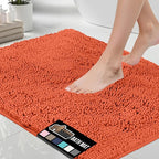 GORILLA GRIP Bath Rug Mat 60x24, Thick Soft Absorbent Chenille, Quick Dry Microfiber Mats, Rubber Backing Washable Shower Floor Rugs, Bathmat Runner, US Designed Bathroom Home Decor Accessories Coral
