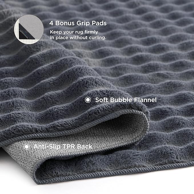 Bedsure 3x5 Fluffy Area Rugs for Living Room, Machine Washable Rugs, Non-Slip Backing, Non-Shedding, Pet Friendly Throw Rug for Bedroom Dining Room, Grey