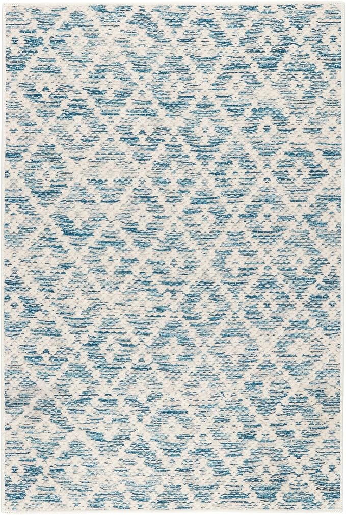 Dash and Albert Melange Diamond Machine Washable Area Rug - 6' x 9' Blue - Diamond Accent Rug - Anti-Slip Backing, Lightweight, Machine Washable, High Traffic Areas Kitchen, Mudroom, Laundry Room