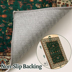 Tangspp Floral Washable Runner Rug, 2x5 Rug Runners for Hallways Non Slip, Vintage Boho Runner Rug for Entryway Indoor, Green Print Carpet Runner, Soft Low Pile Runner for Kitchen Bedroom Green