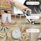 Maples Rugs Reggie Floral Area Rug - Made in USA - Washable, Non Slip, Pet-Friendly Mats for Living Room, Bedroom, and Office, 3'4 x 5, Beige