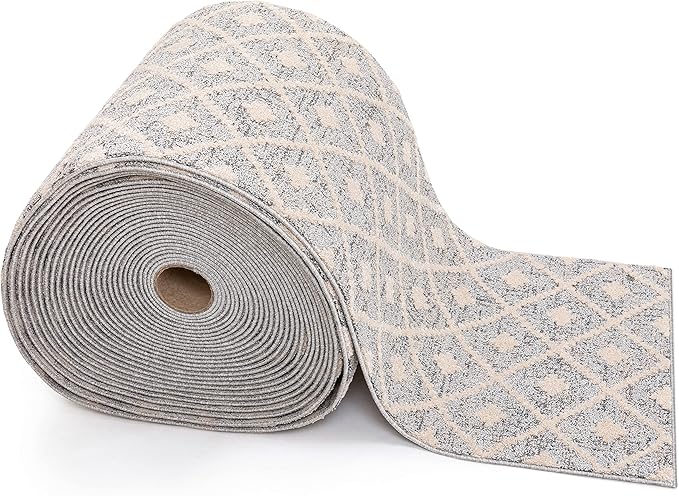 Well Woven Custom Size Runner - Choose Your Length - Ainsley Grey Diamond Trellis Geometric Tribal - 27 Inches Wide x 8 Feet Long Runner (27" x 8' Runner) Rug