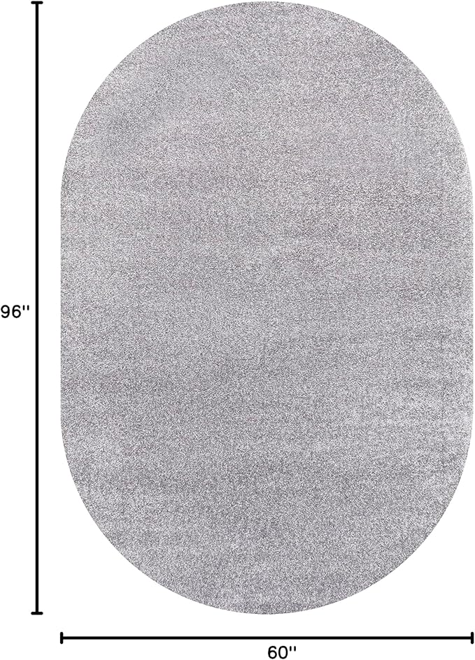Eyely UES100A-5OV Supersoft Haze Solid Low-Pile Indoor Area Rug, Coastal, Bohemian, Minimalist, Classic, Casual for Bedroom,Kitchen,Living Room,Non Shedding,Easy-Washing, Gray, 5 X 8 Oval