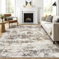 8x10 Area Rugs Living Room: Washable Large Abstract Neutral Modern Soft Rug Stain Resistant Indoor Floor Non-Slip Accent Carpet for Bedroom Nursery Playroom Dining Room Office Dorm Home- Brown Yellow