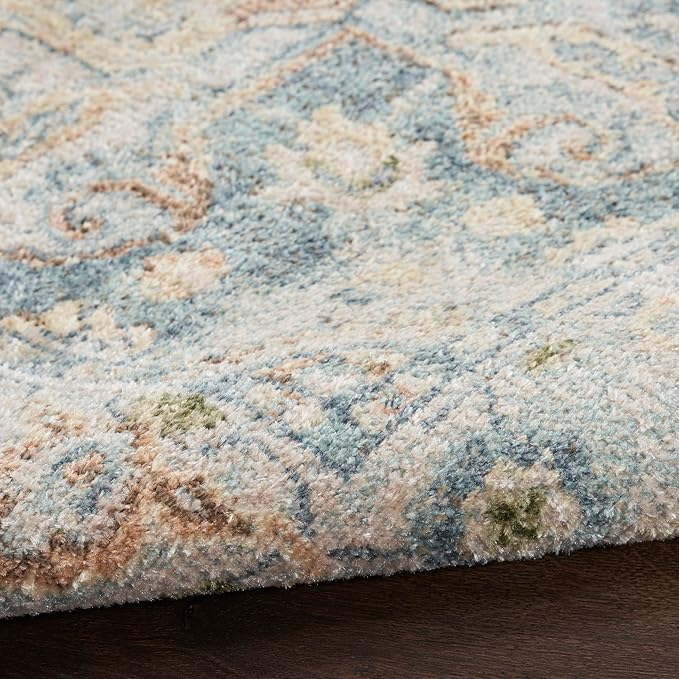 Nourison Home Astra Machine Washable Beige Blue 3'3" x 5' Area Rug - Easy Clean, Non Shedding, Bed Room, Living Room, Dining Room, Kitchen (3' x 5')