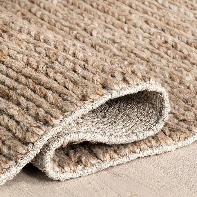 Nuloom Penelope Tan, 9'6" x 13'6", Hand-Braided, Wool & Cotton, Soft and Textured, High Traffic, Stain Resistant, Easy Clean, Durable Area Rug for Bedroom, Living Room, Dining, Foyer, Entryway